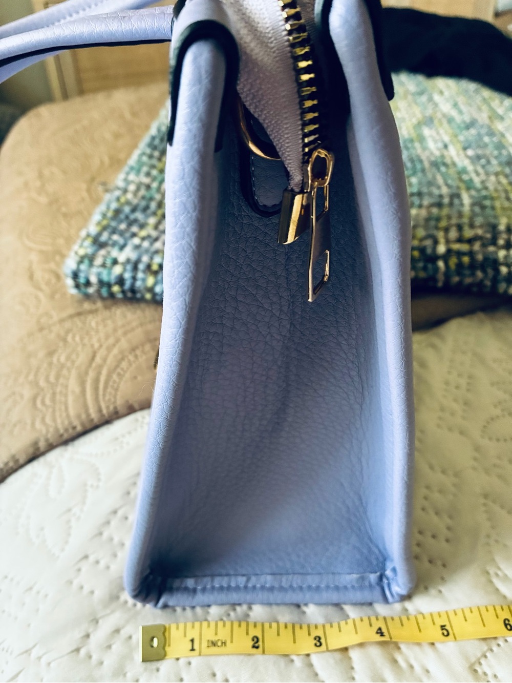 Lavendar Satchel with Gold Hardware - Picture 3 of 7